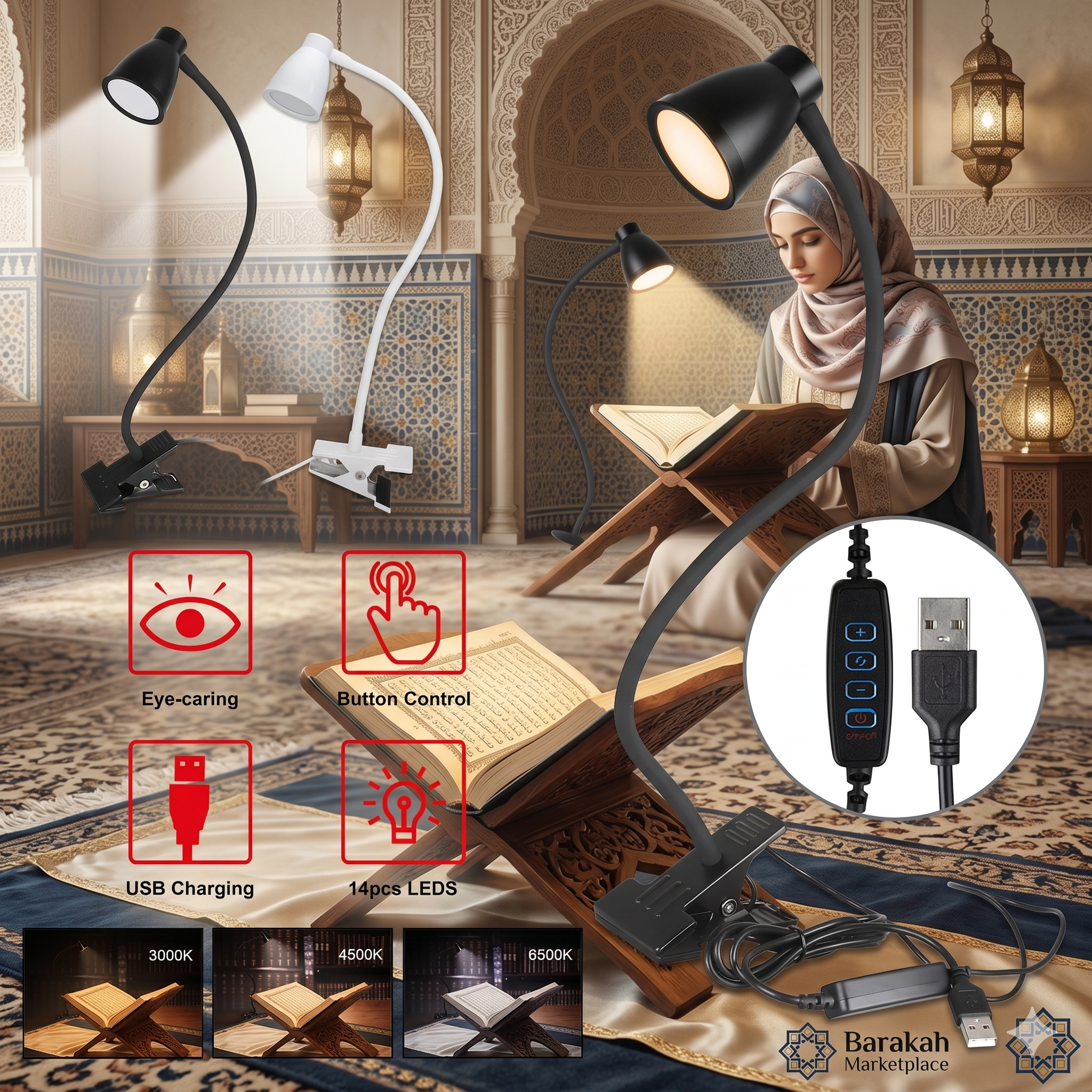 Adjustable LED Clip Desk Lamp