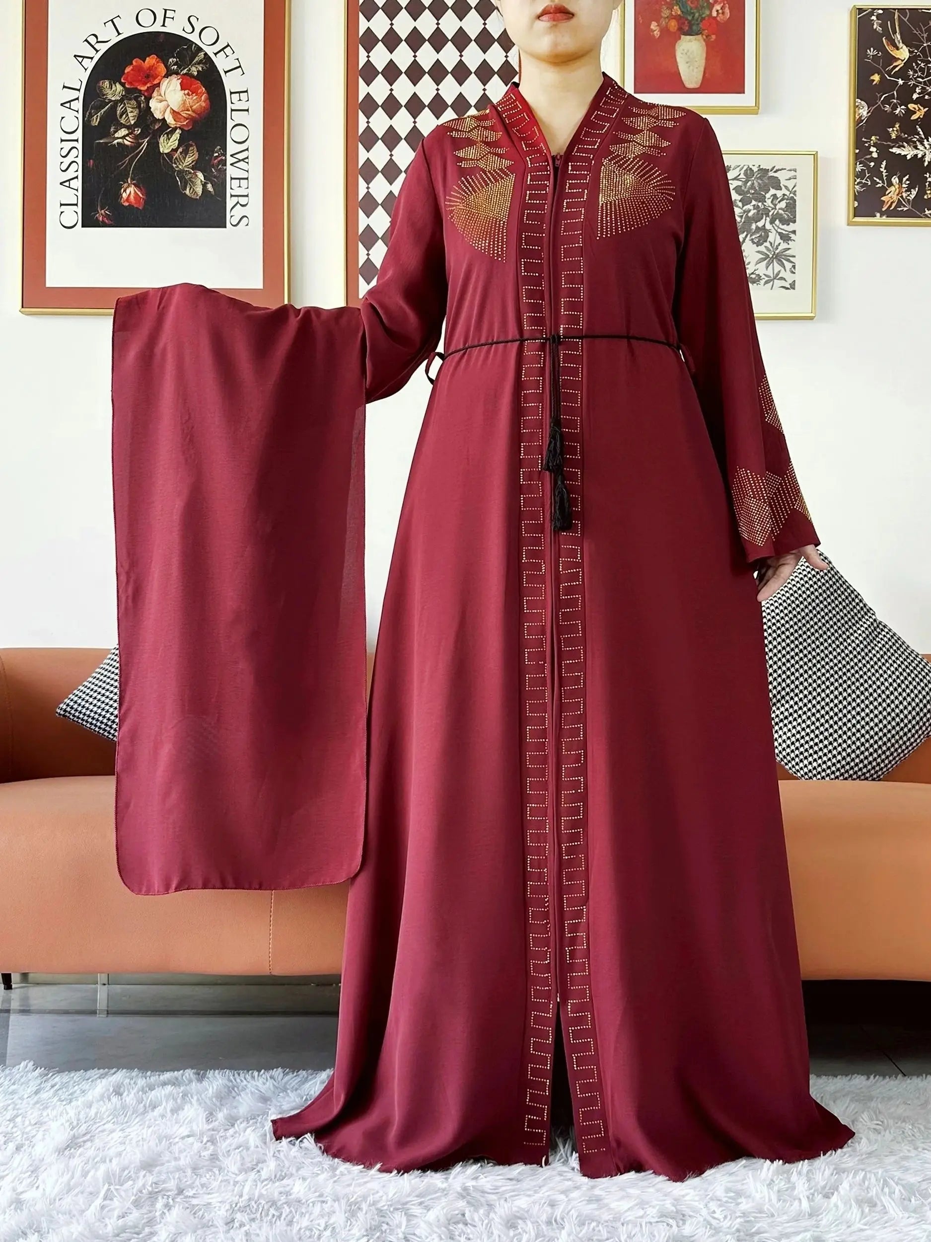 Elegant Chiffon Open Abaya