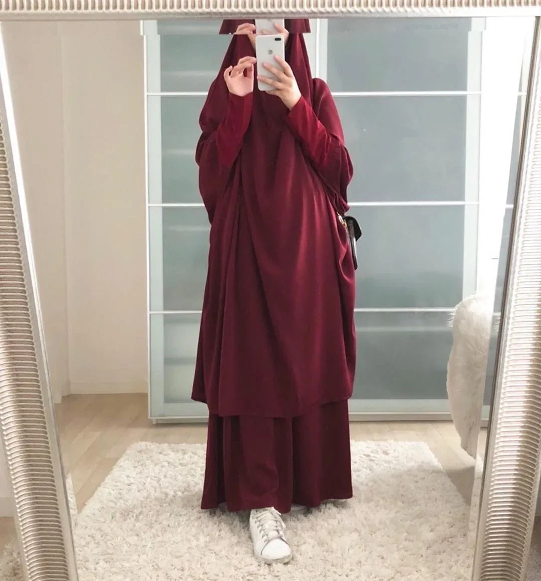 2-Piece Long Khimar Prayer Set