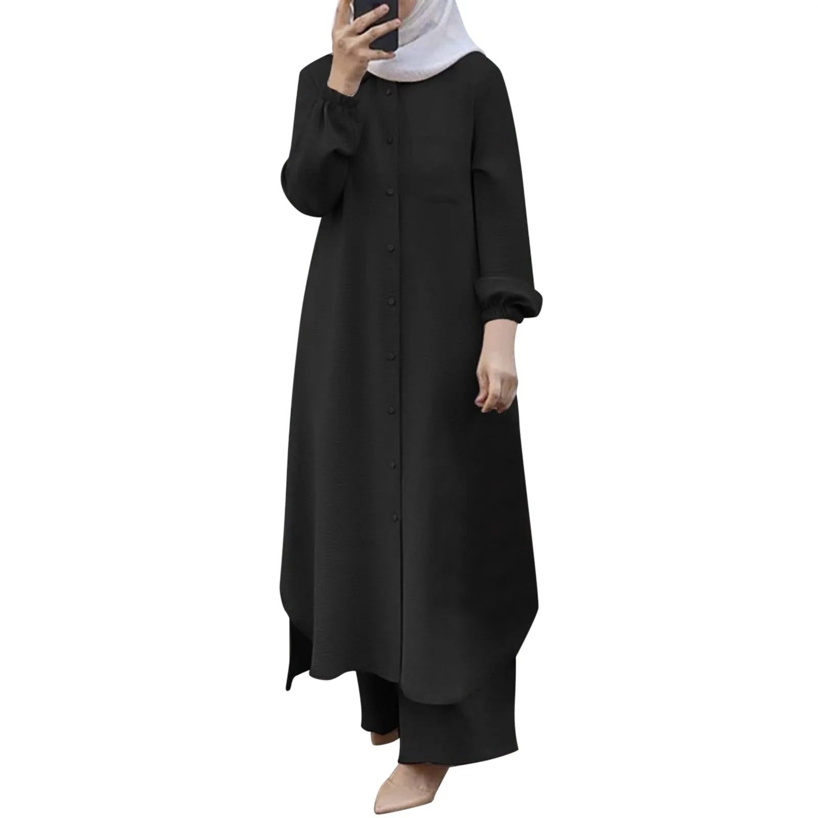 Modest Button-Up Abaya Set
