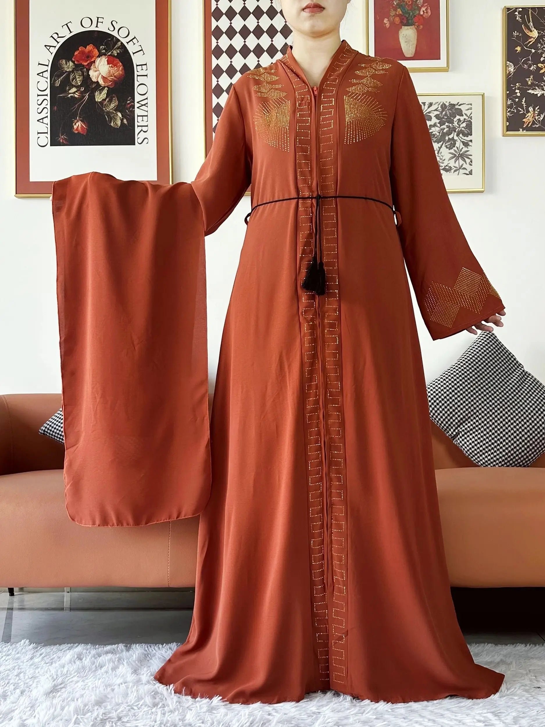 Elegant Chiffon Open Abaya