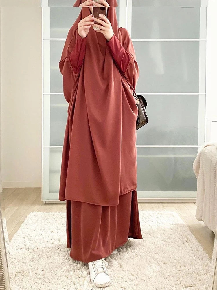 2-Piece Long Khimar Prayer Set