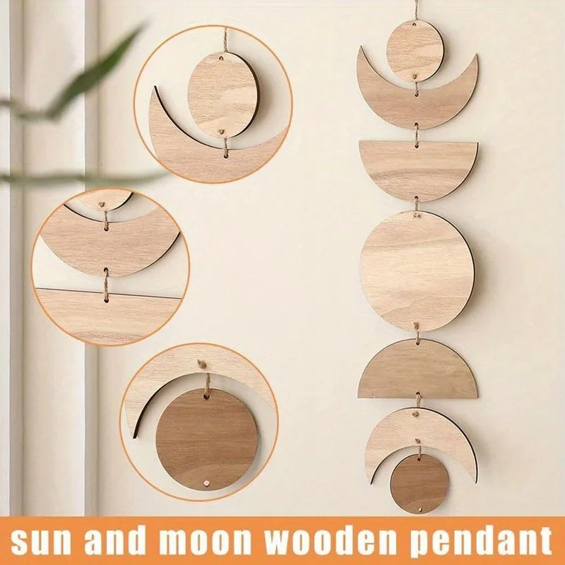 Wooden Moon Phase Wall Garland