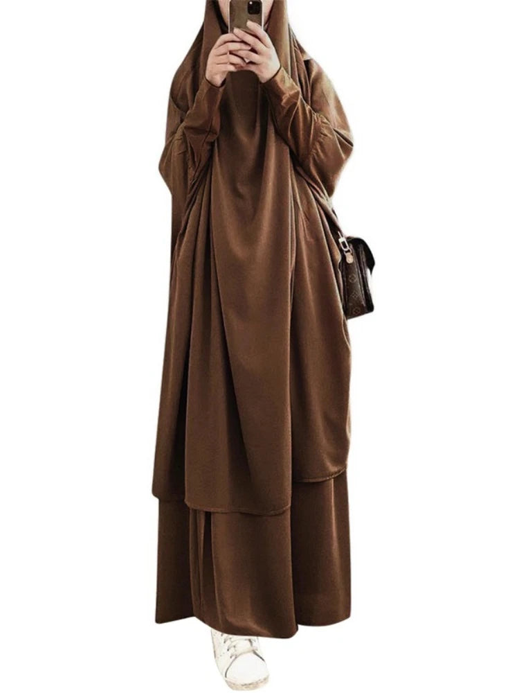 2-Piece Long Khimar Prayer Set