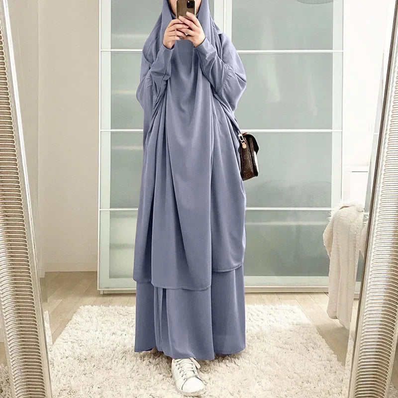 2-Piece Long Khimar Prayer Set