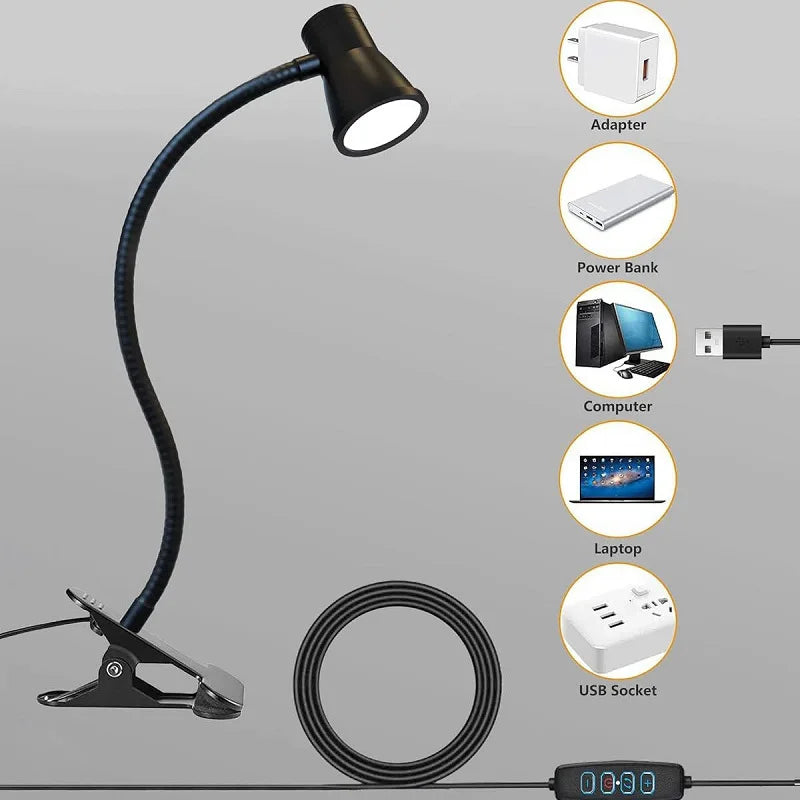 Adjustable LED Clip Desk Lamp