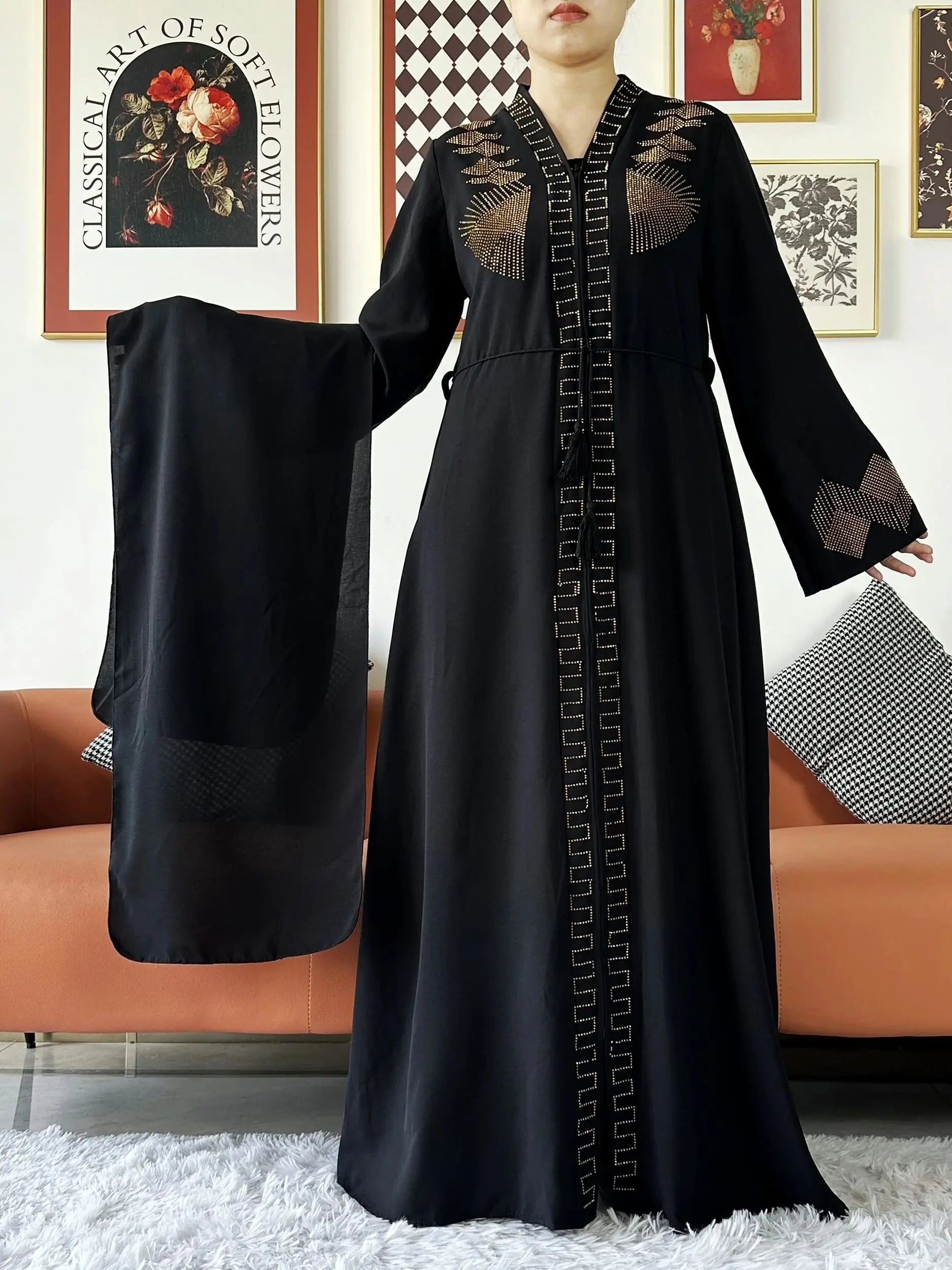 Elegant Chiffon Open Abaya
