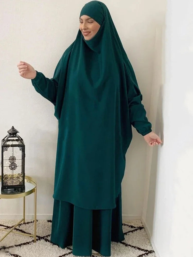 2-Piece Long Khimar Prayer Set