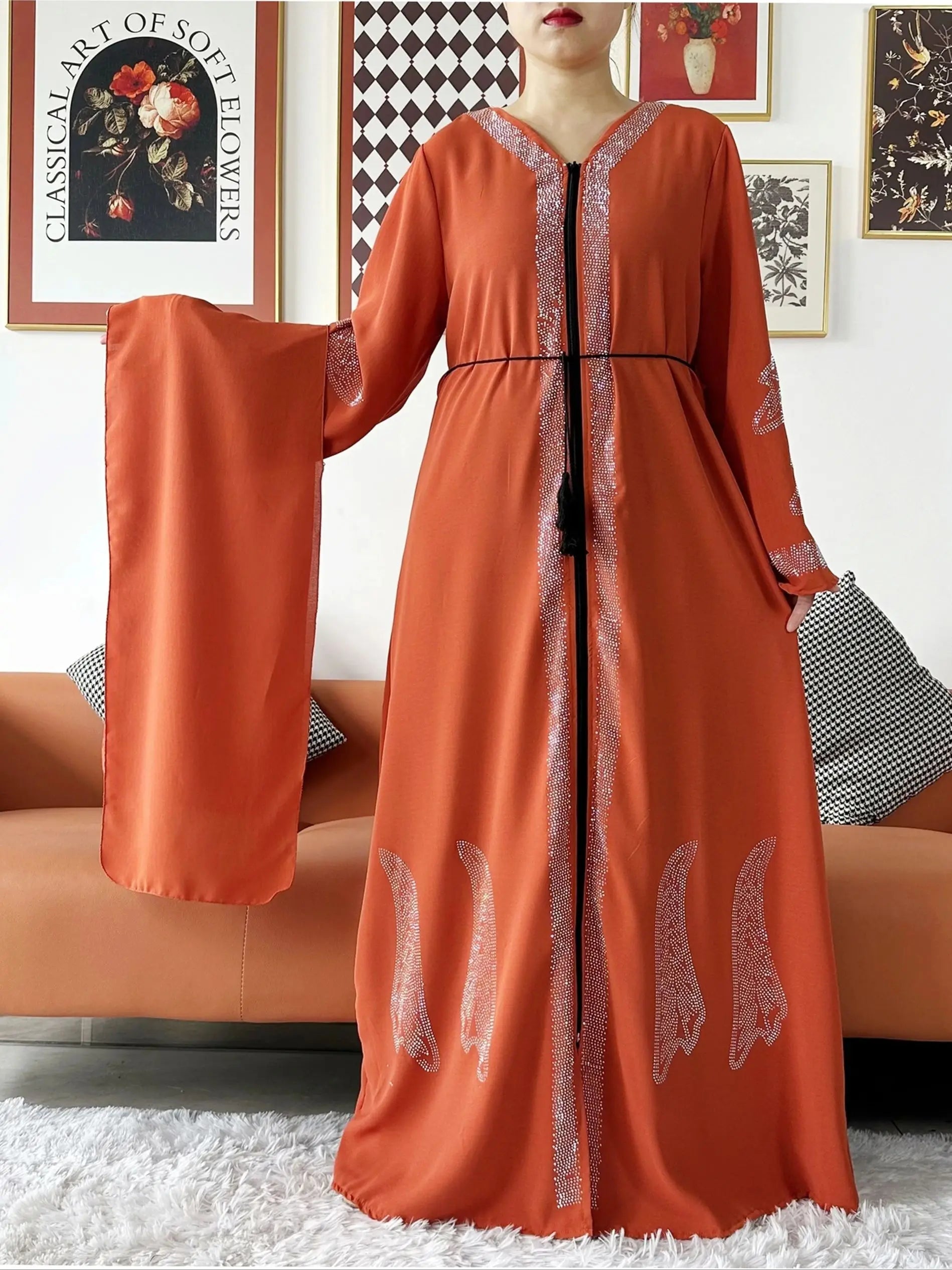 Elegant Chiffon Open Abaya
