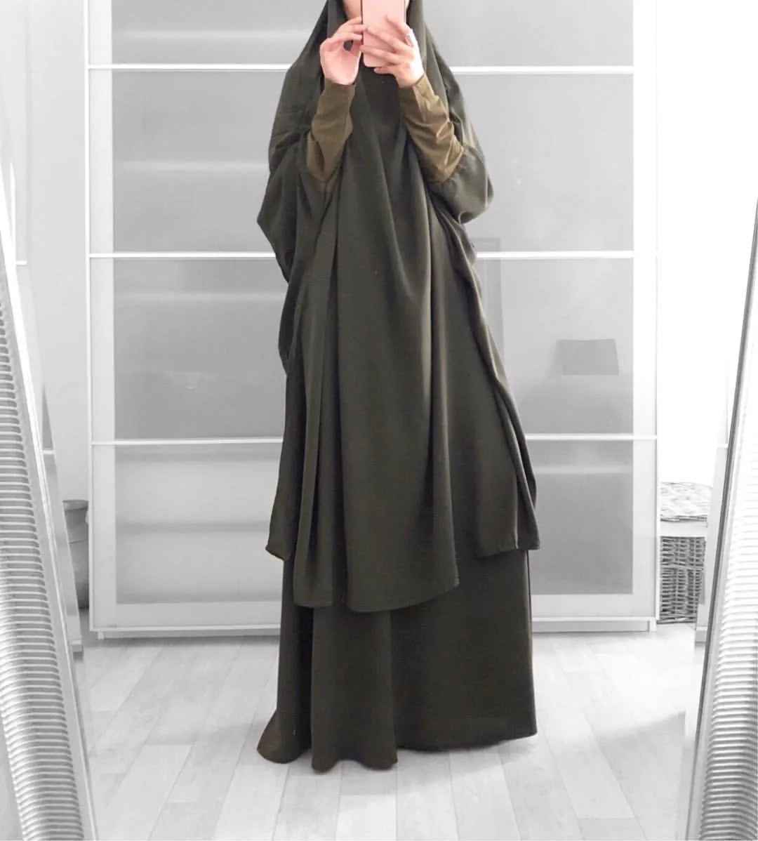 2-Piece Long Khimar Prayer Set