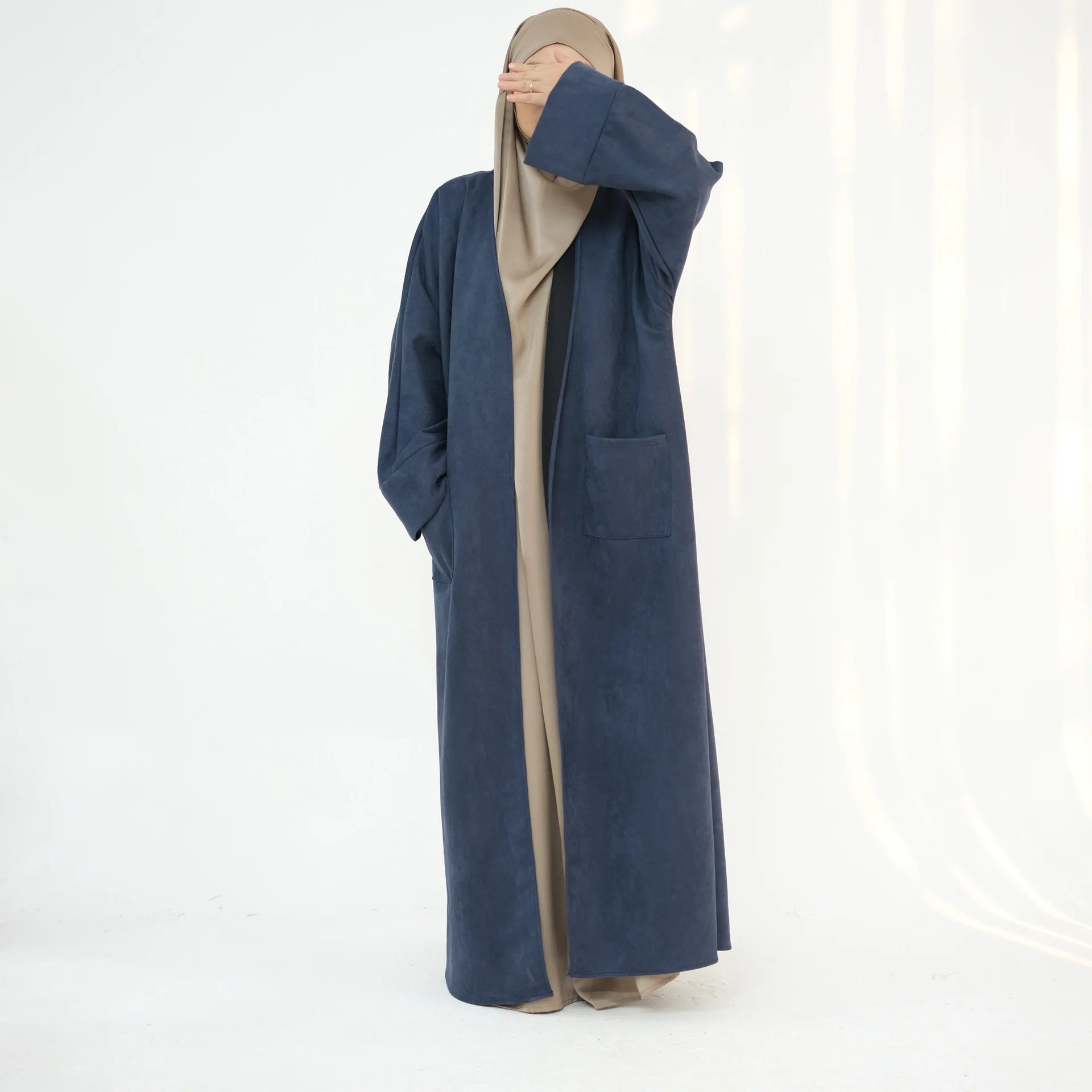 Winter Suede Open Abaya Cardigan