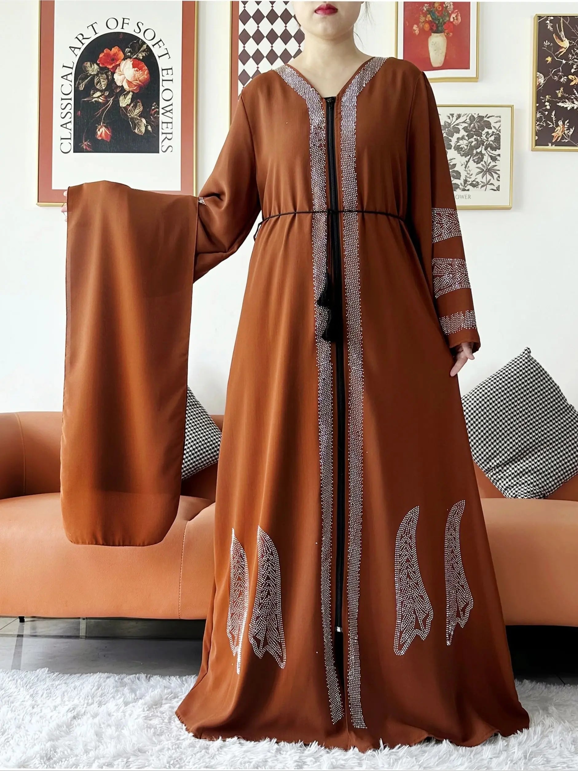 Elegant Chiffon Open Abaya