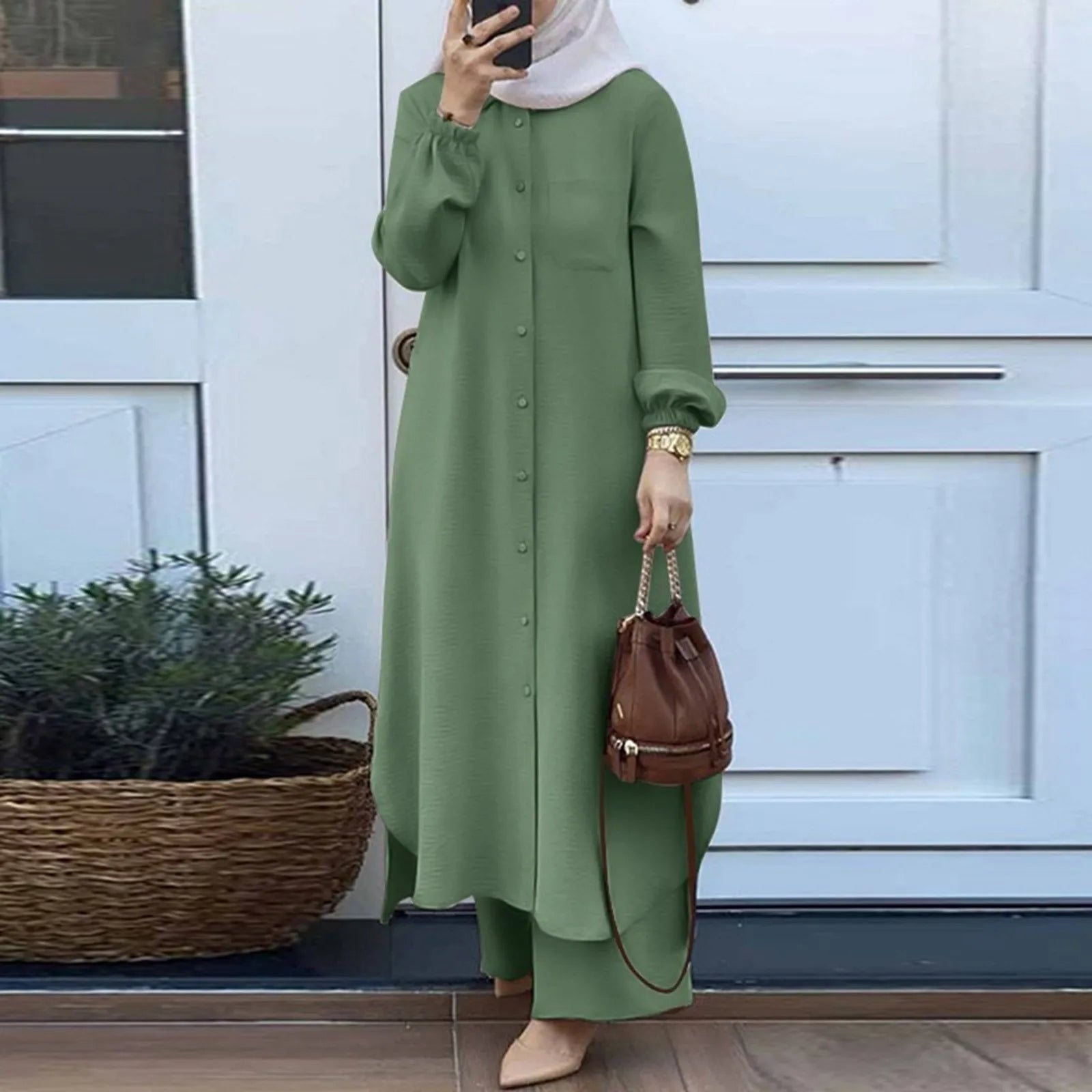 Modest Button-Up Abaya Set