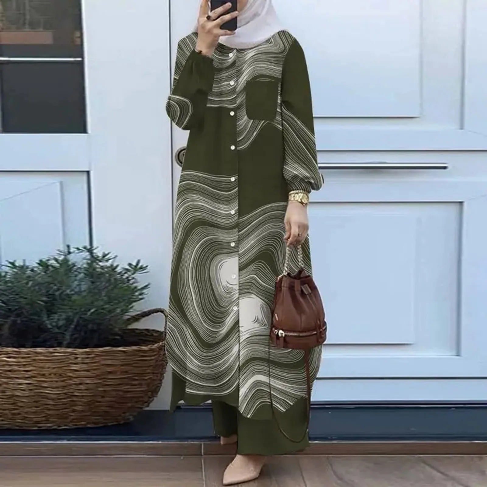 Modest Button-Up Abaya Set