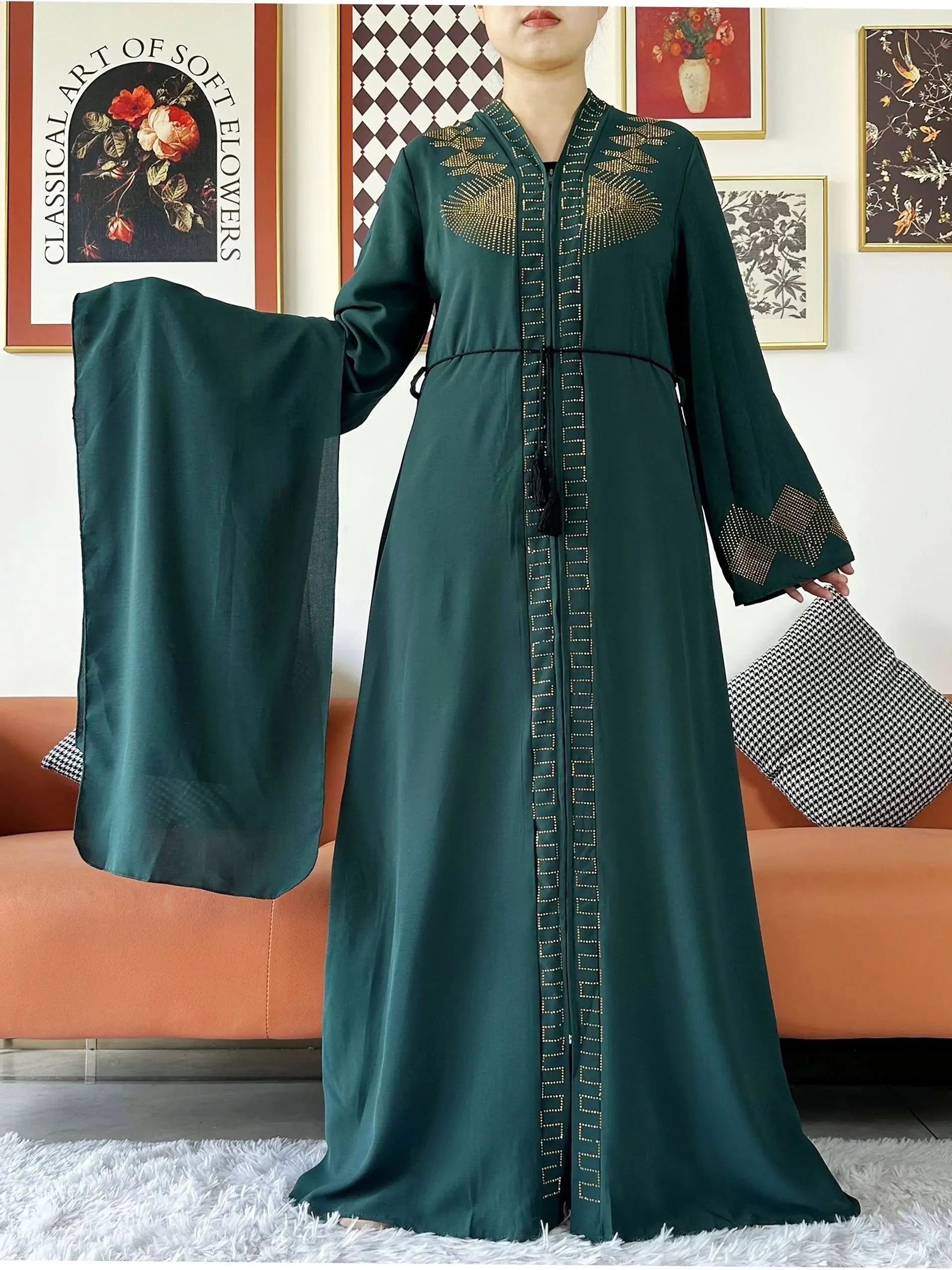 Elegant Chiffon Open Abaya