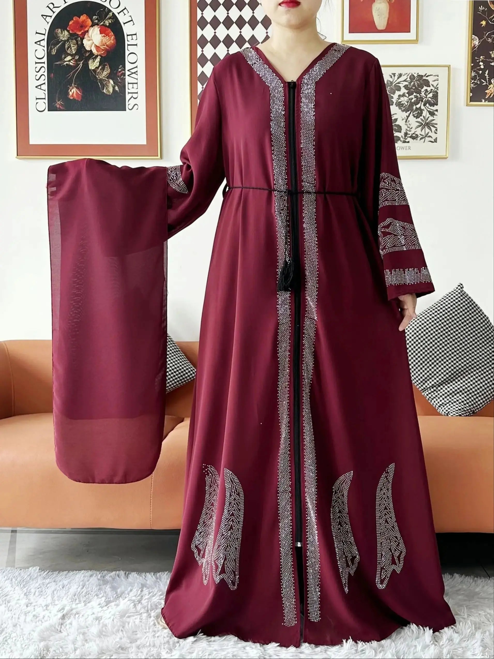 Elegant Chiffon Open Abaya