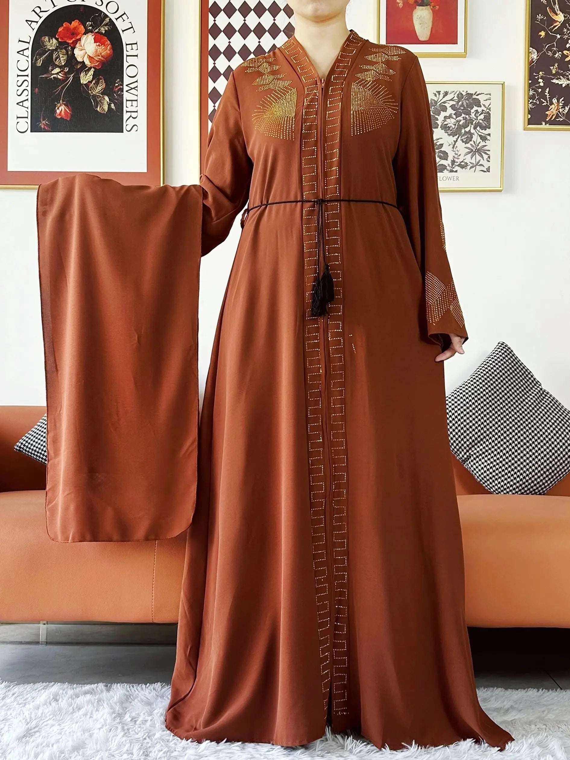 Elegant Chiffon Open Abaya