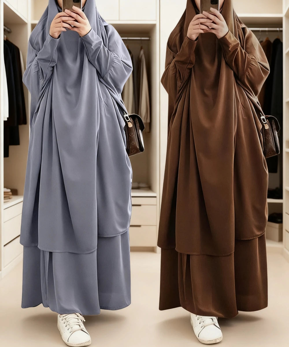 2-Piece Long Khimar Prayer Set
