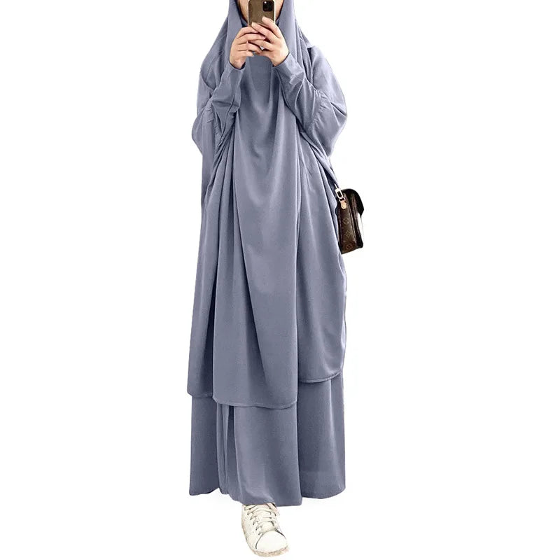 2-Piece Long Khimar Prayer Set