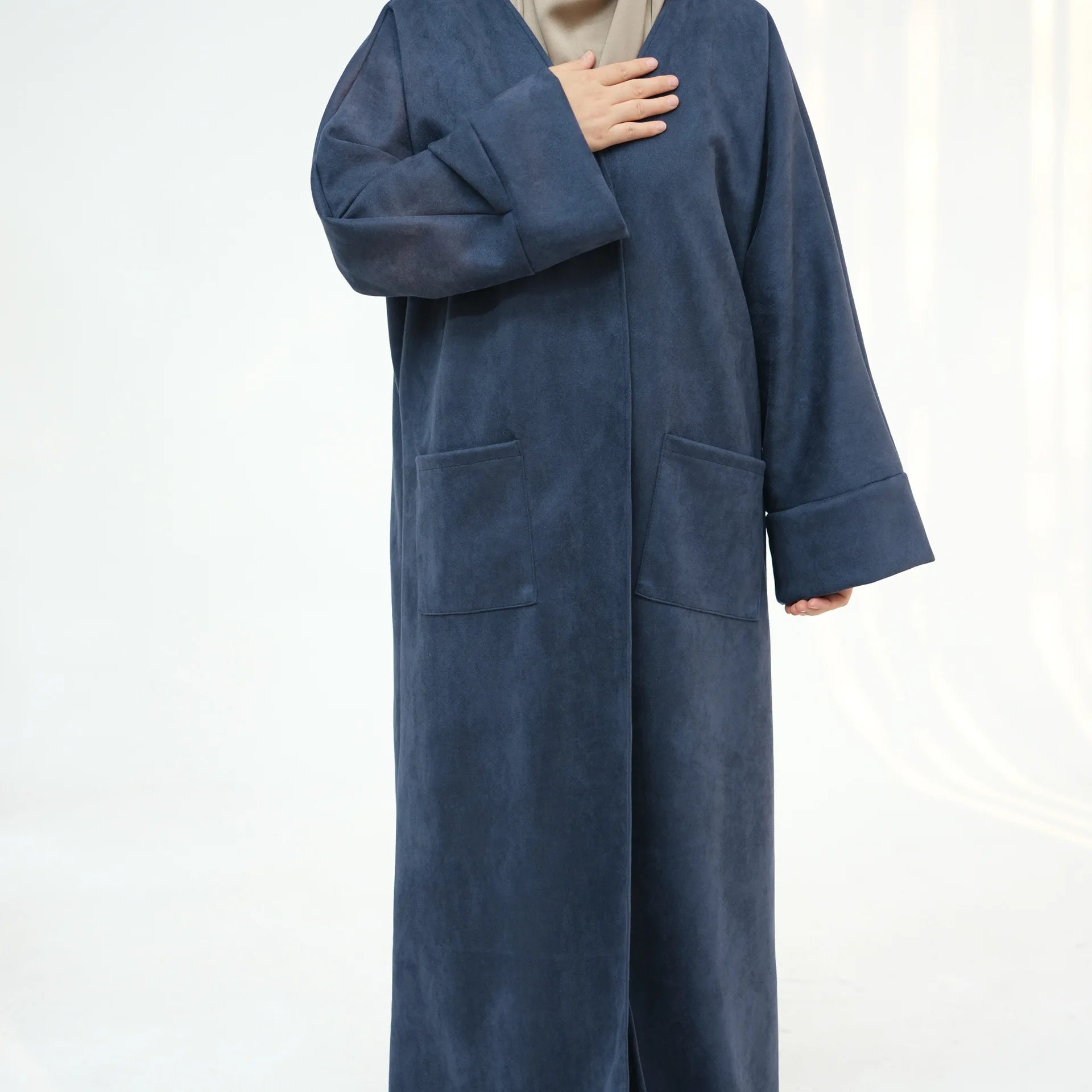 Winter Suede Open Abaya Cardigan