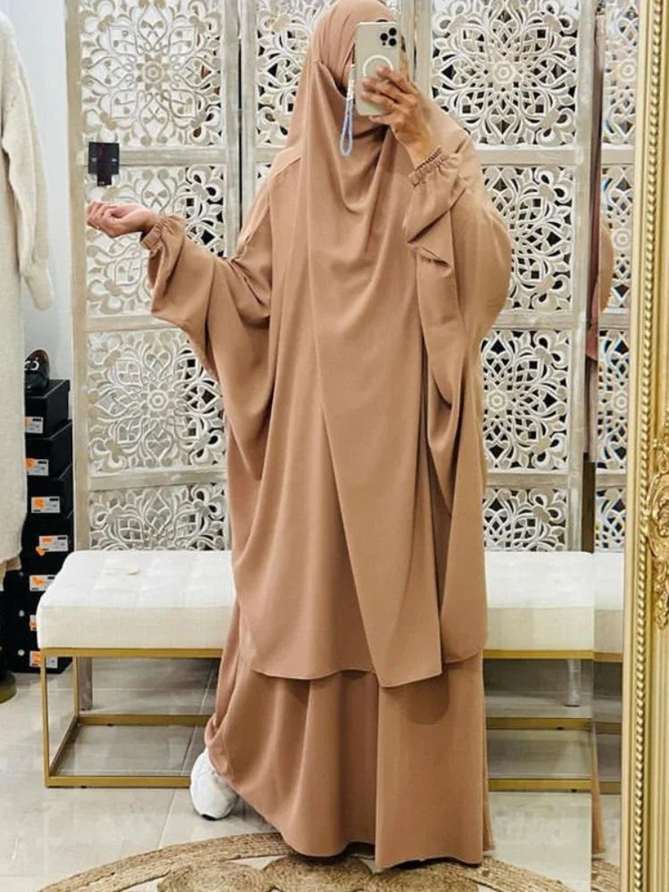 2-Piece Long Khimar Prayer Set