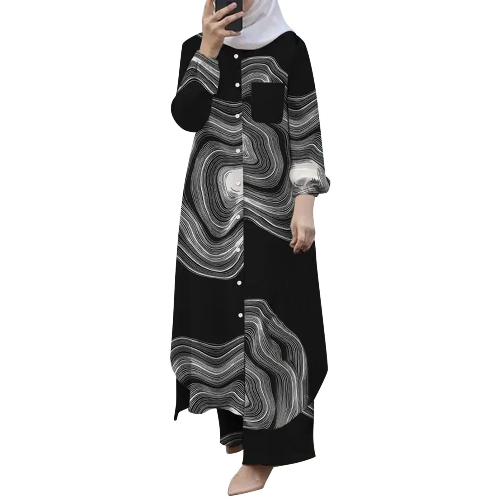 Modest Button-Up Abaya Set