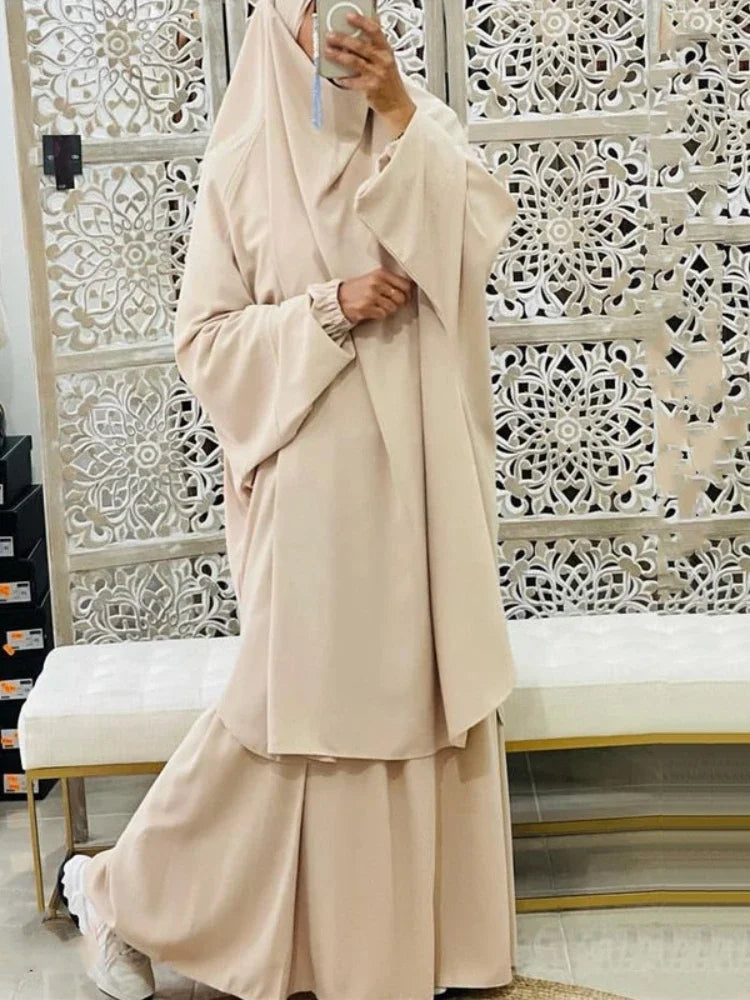 2-Piece Long Khimar Prayer Set