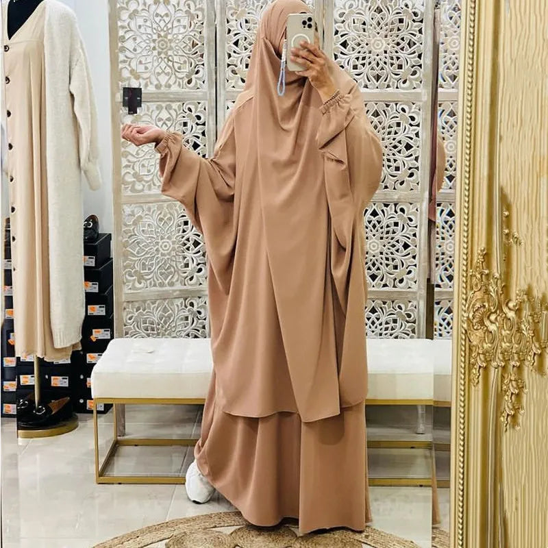 2-Piece Long Khimar Prayer Set