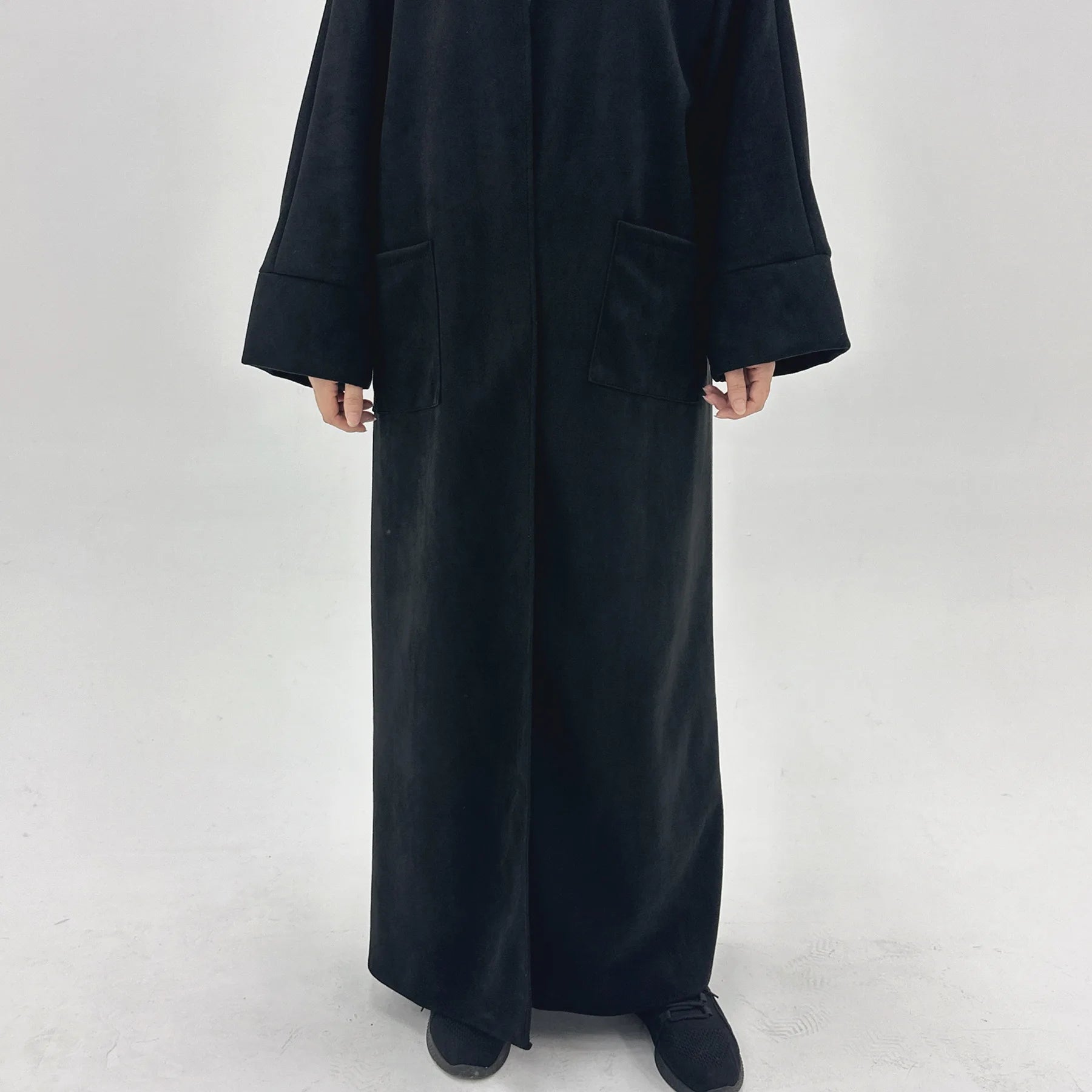 Winter Suede Open Abaya Cardigan