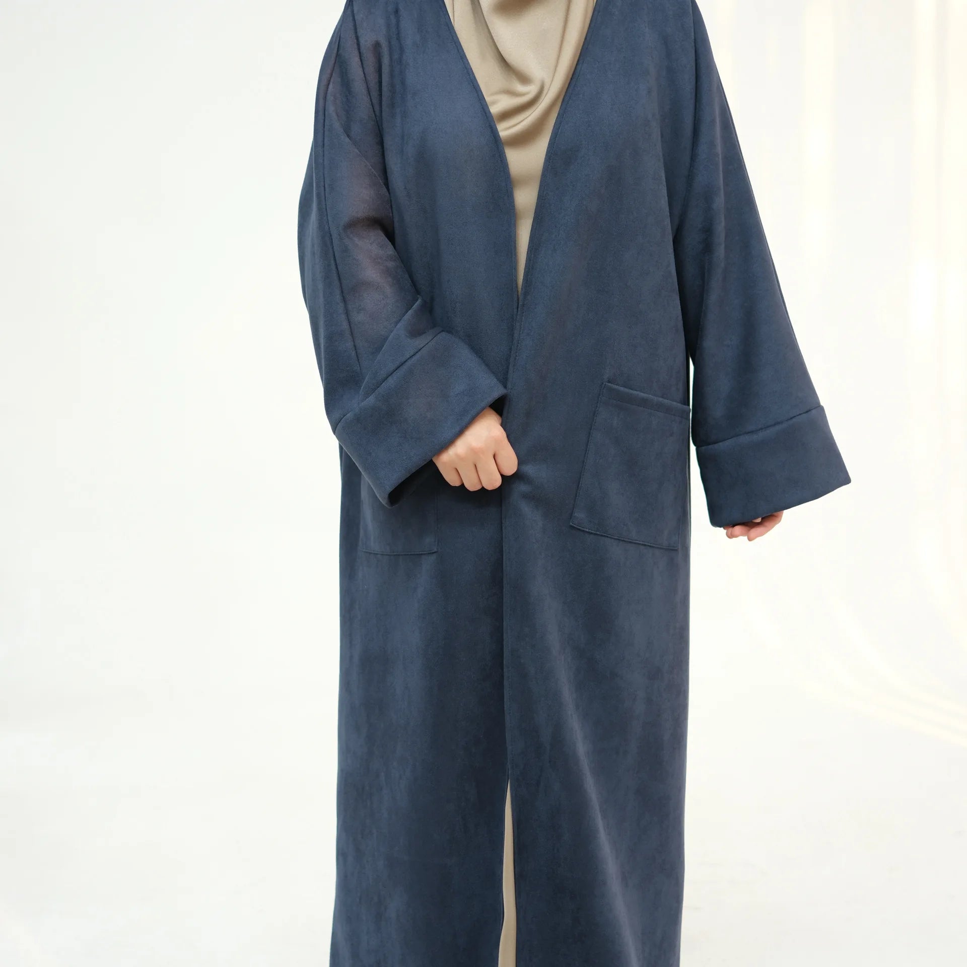 Winter Suede Open Abaya Cardigan
