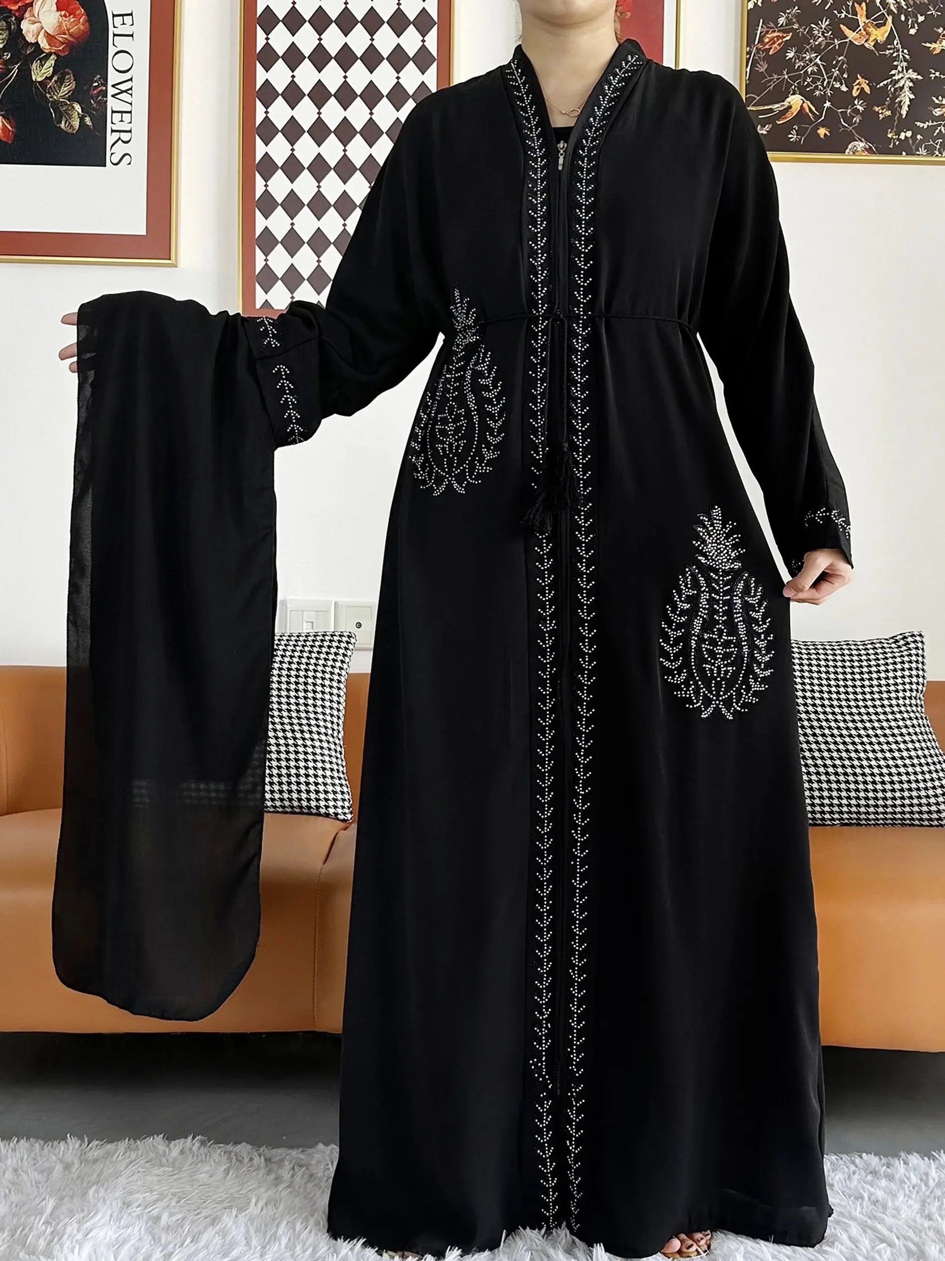Elegant Chiffon Open Abaya