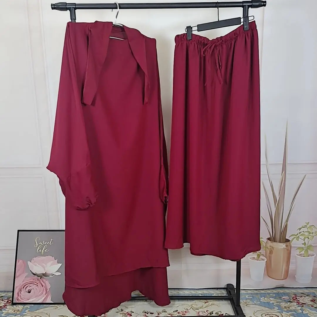 2-Piece Long Khimar Prayer Set