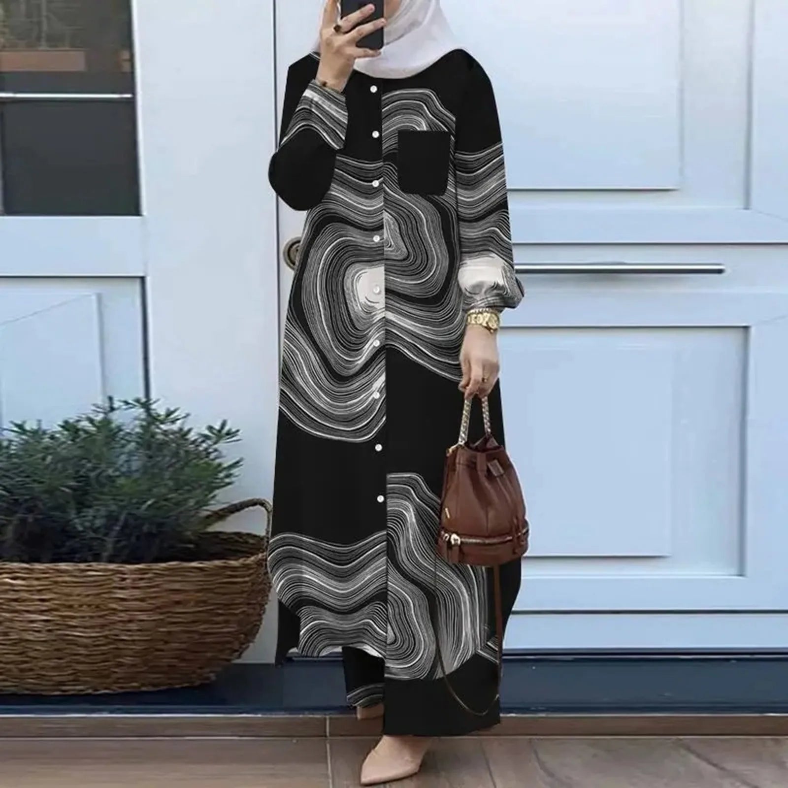 Modest Button-Up Abaya Set