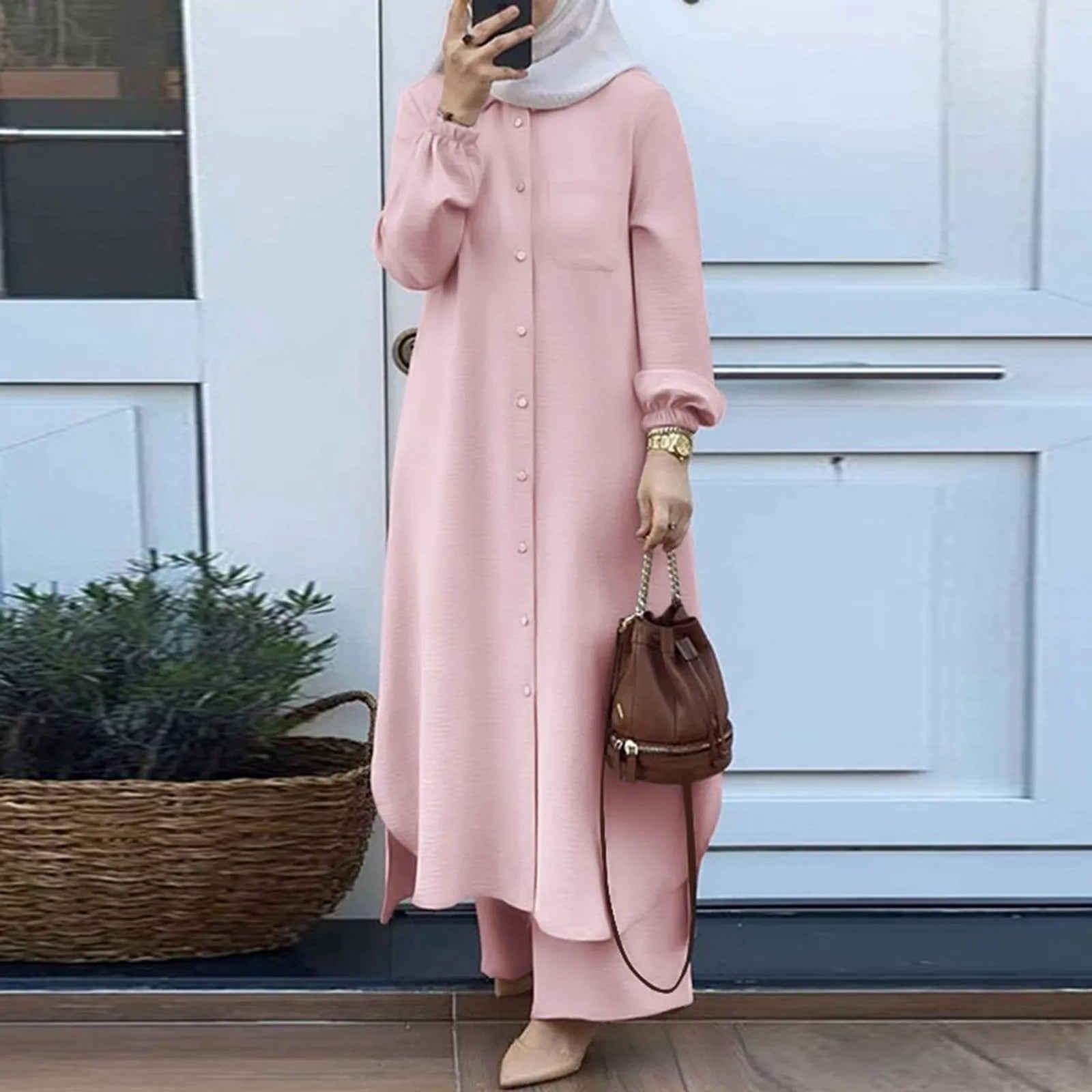 Modest Button-Up Abaya Set