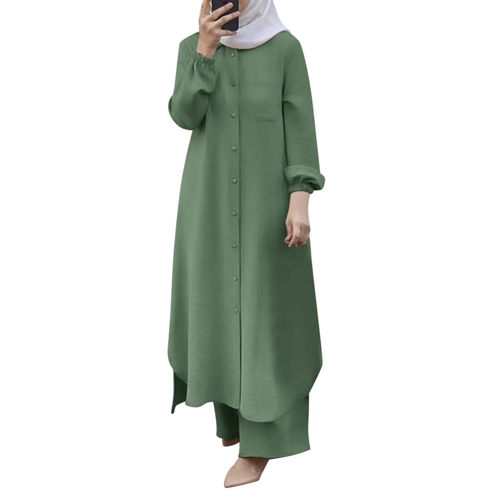 Modest Button-Up Abaya Set