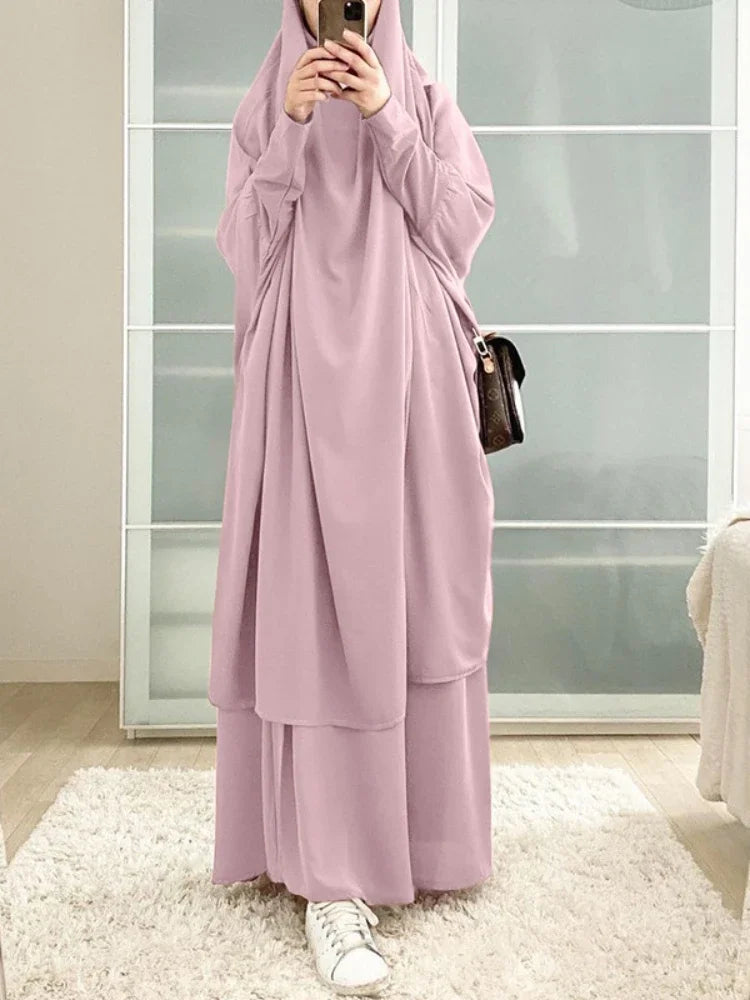 2-Piece Long Khimar Prayer Set