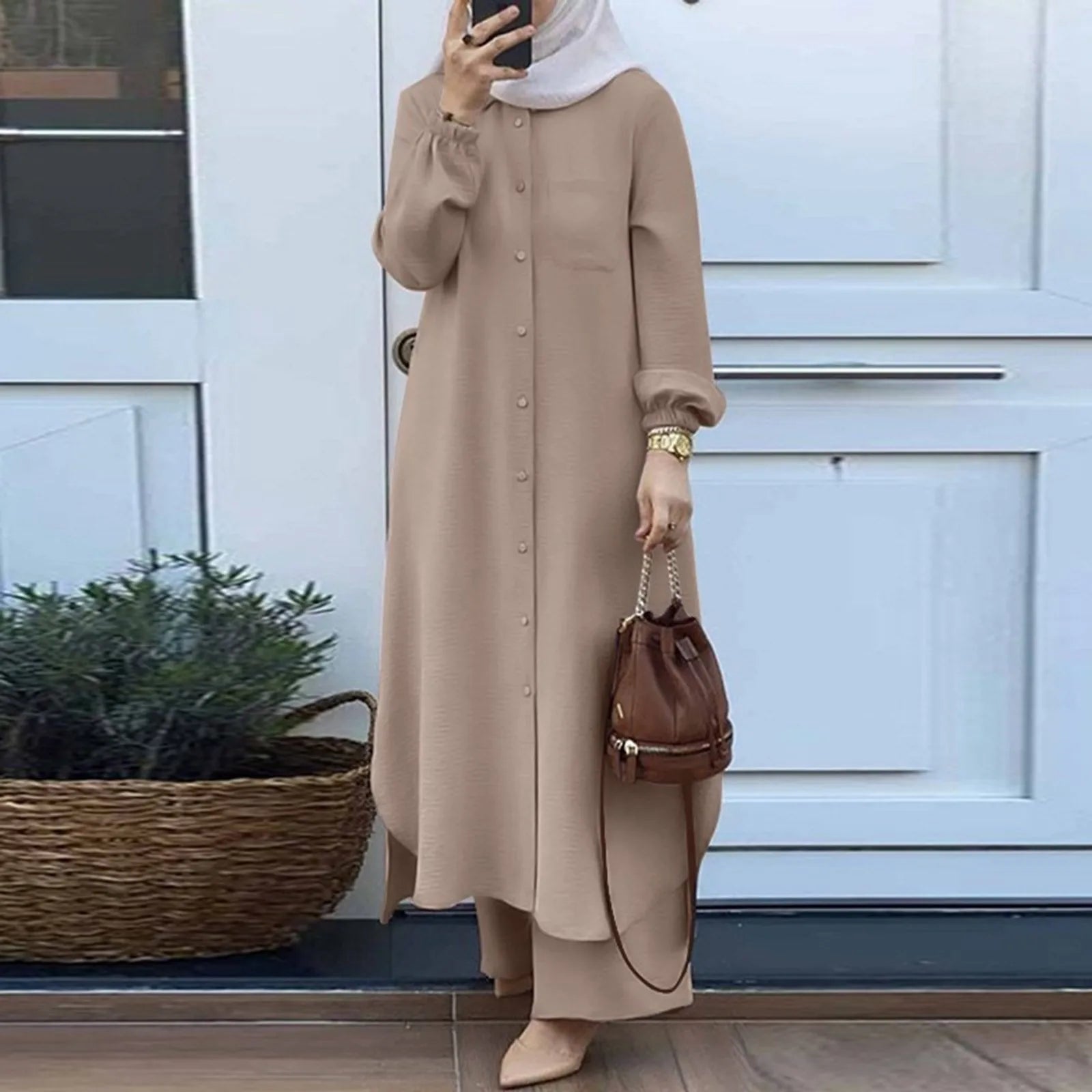 Modest Button-Up Abaya Set