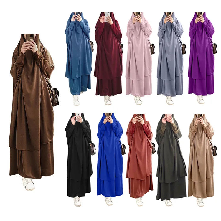 2-Piece Long Khimar Prayer Set
