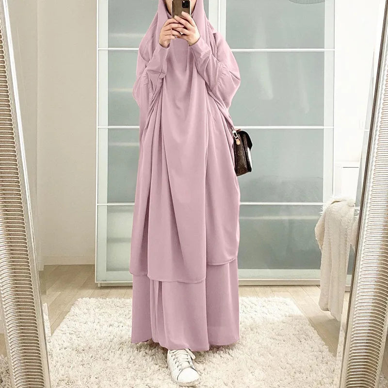 2-Piece Long Khimar Prayer Set