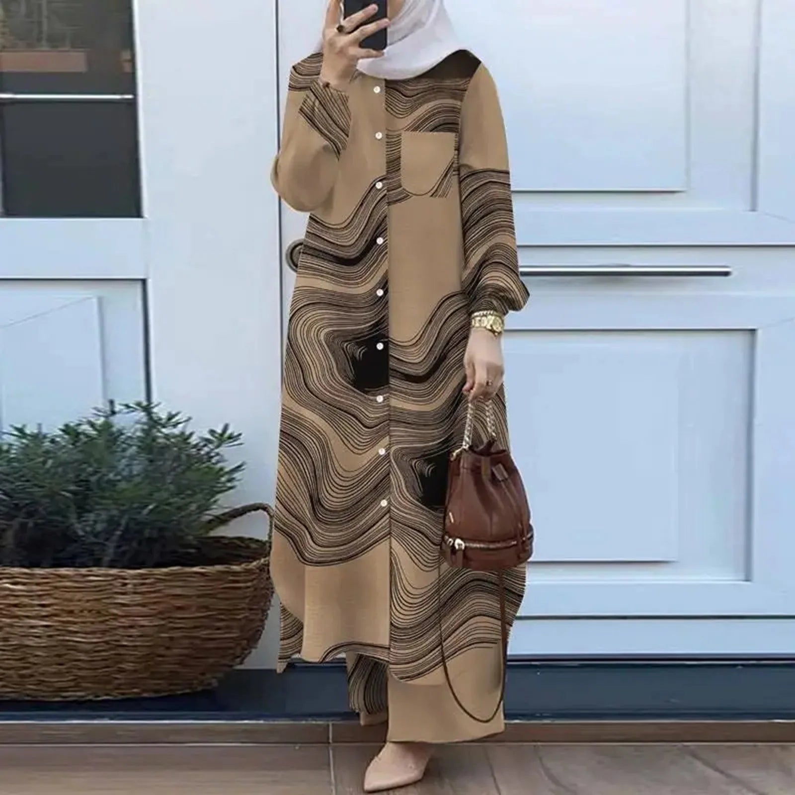 Modest Button-Up Abaya Set