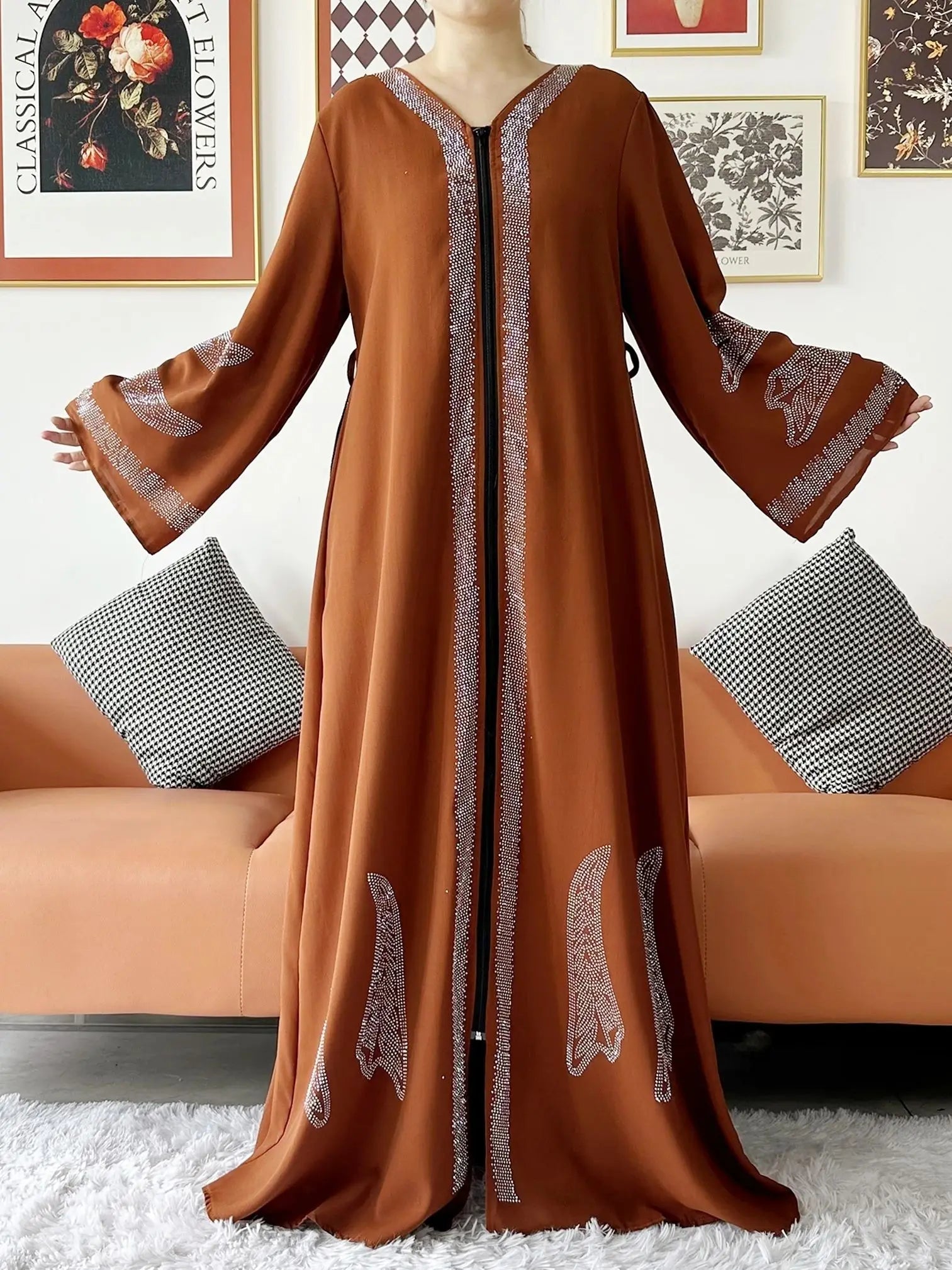 Elegant Chiffon Open Abaya