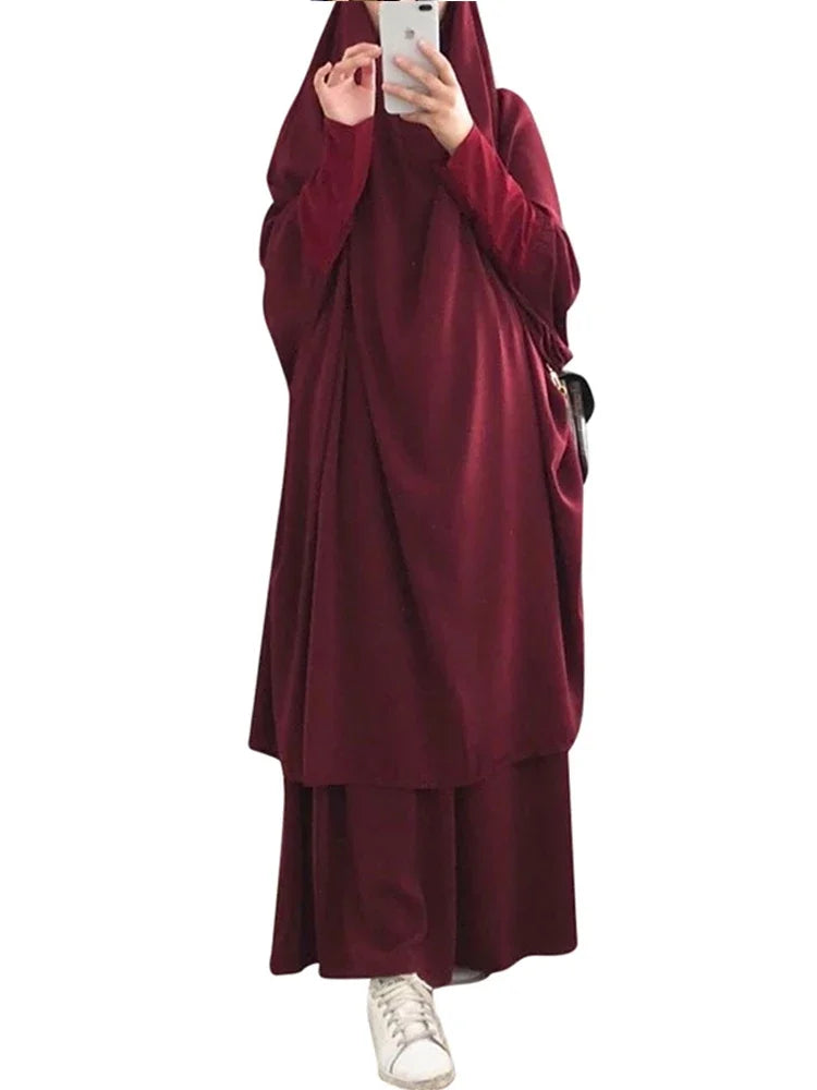 2-Piece Long Khimar Prayer Set