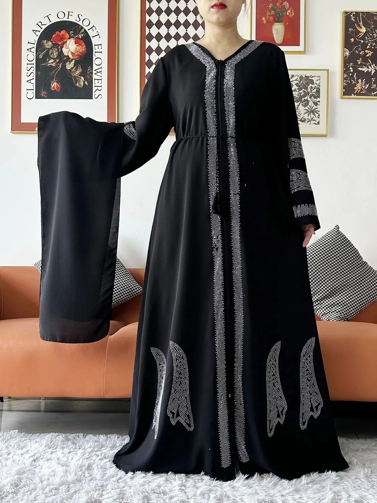 Elegant Chiffon Open Abaya