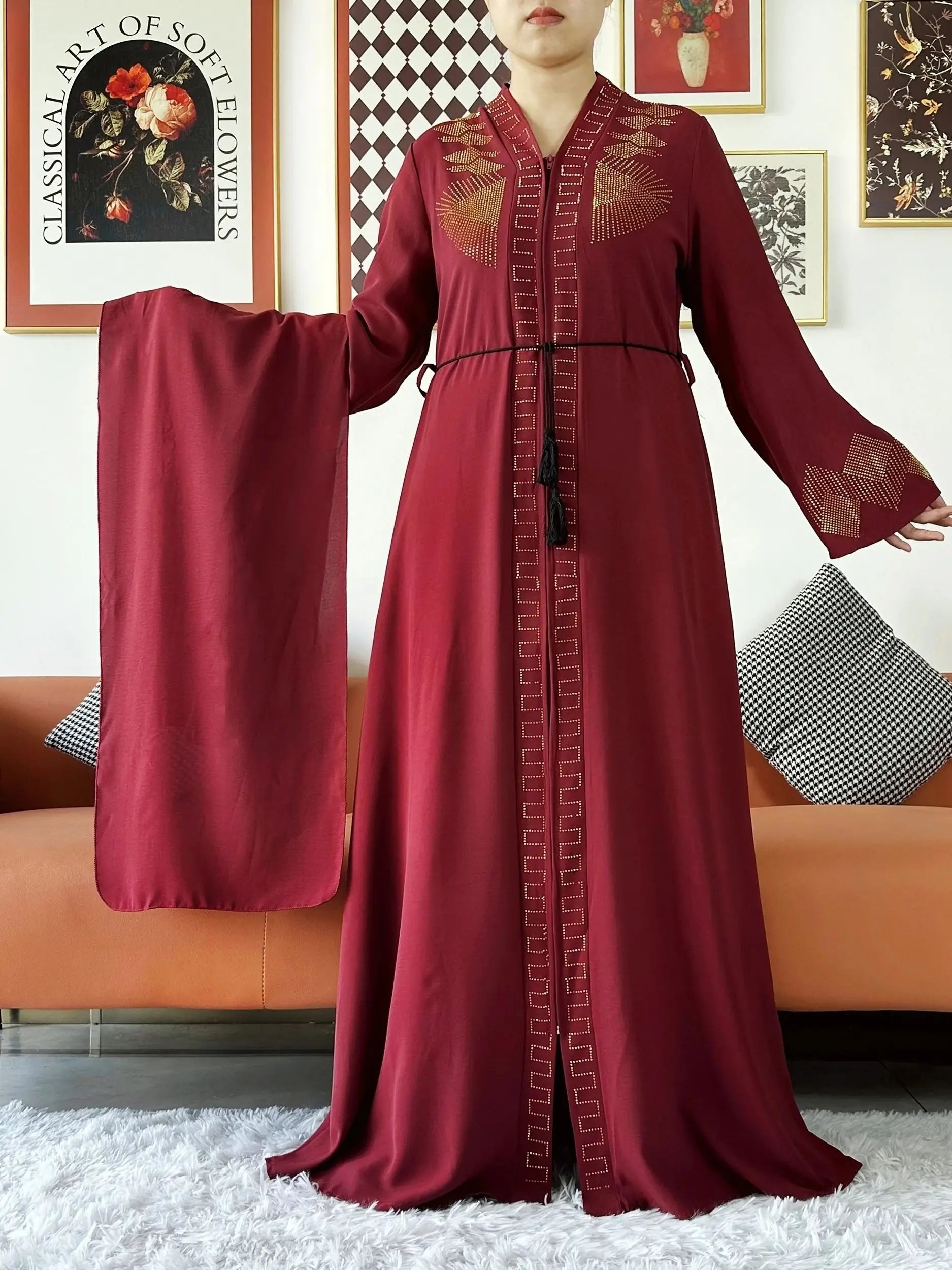 Elegant Chiffon Open Abaya