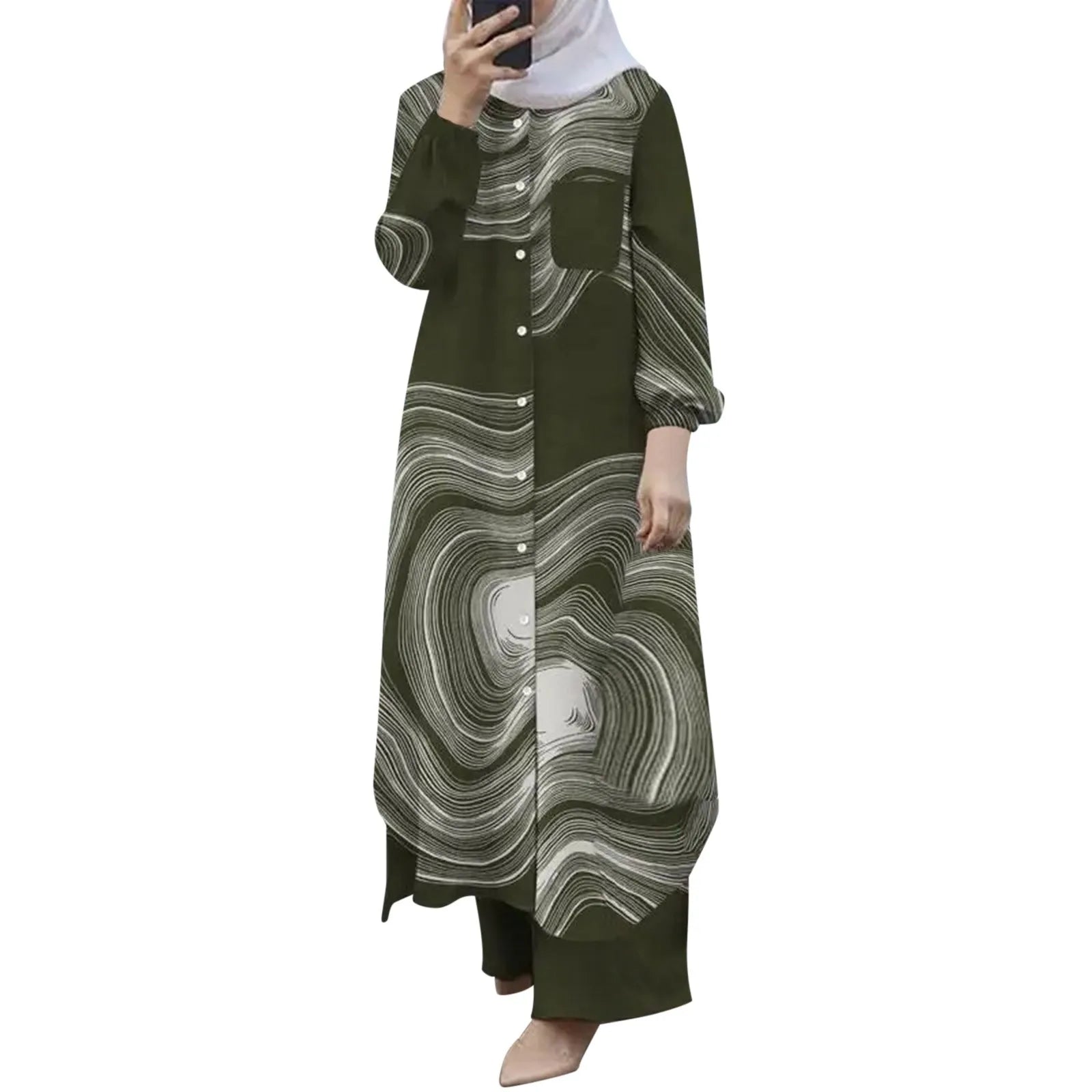 Modest Button-Up Abaya Set