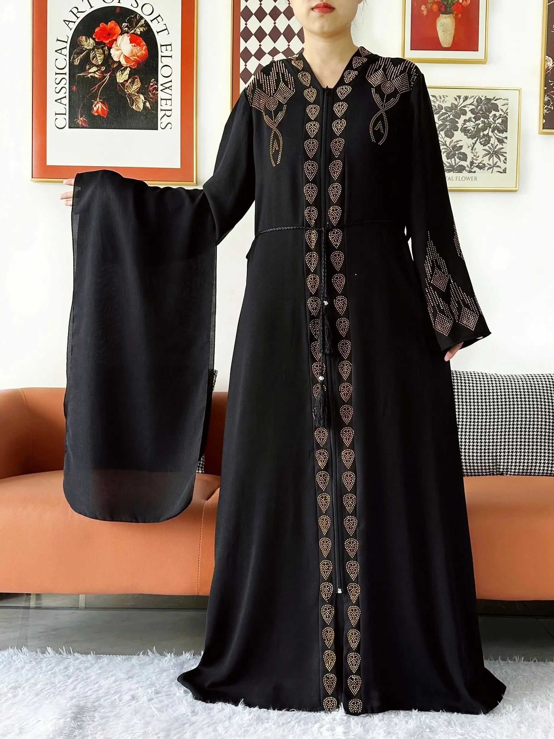 Elegant Chiffon Open Abaya