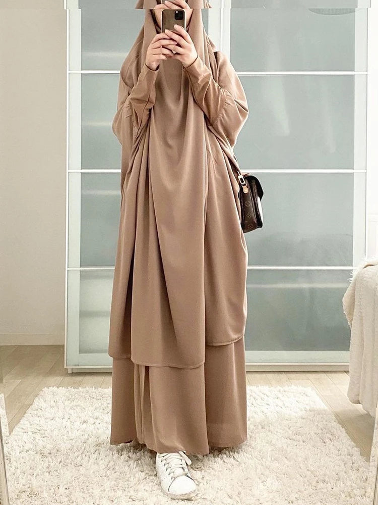 2-Piece Long Khimar Prayer Set