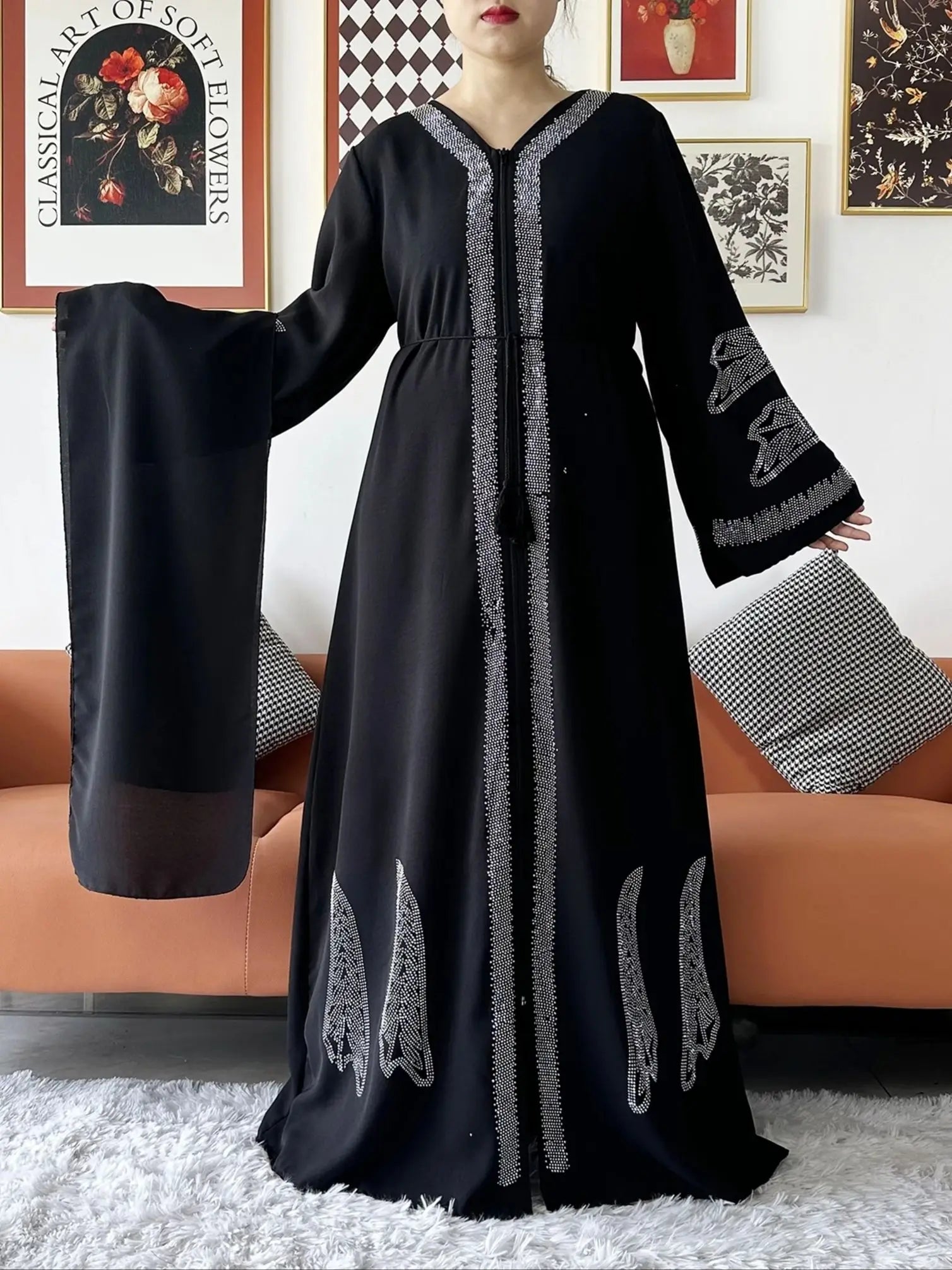 Elegant Chiffon Open Abaya