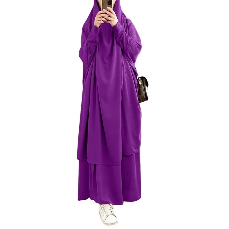 2-Piece Long Khimar Prayer Set