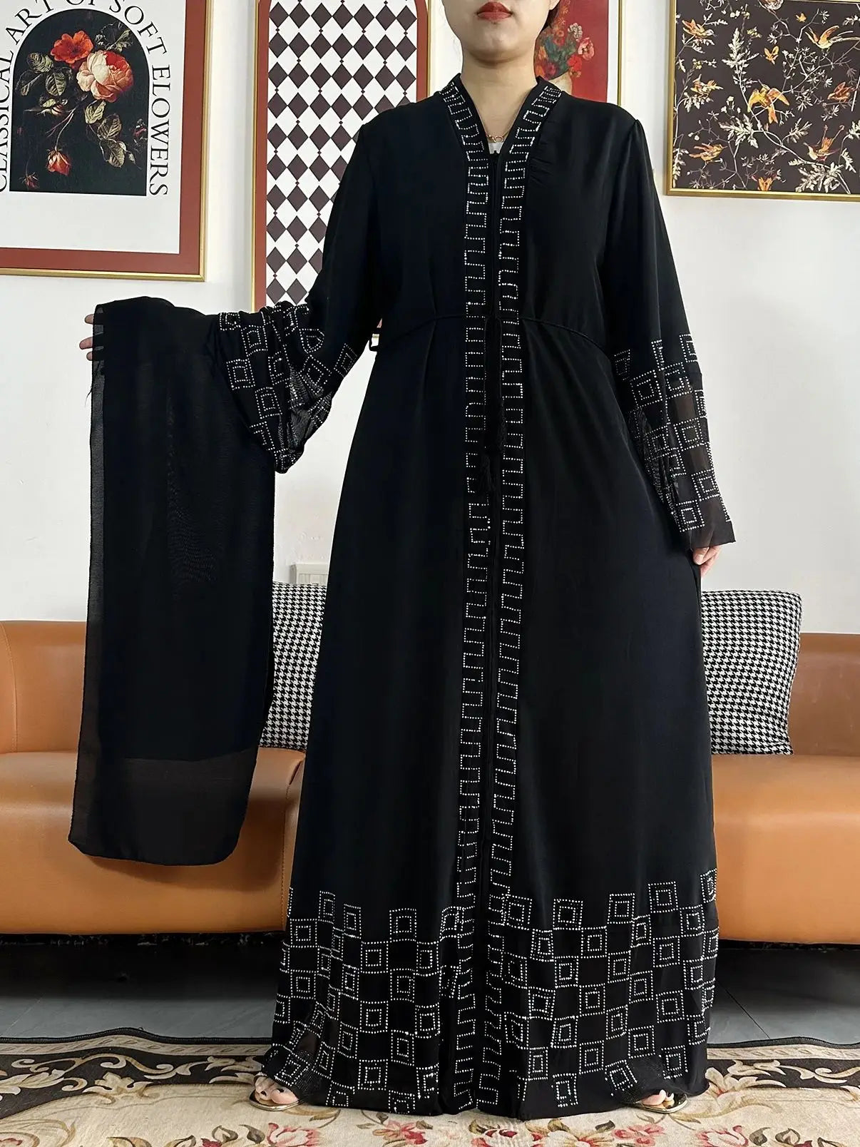 Elegant Chiffon Open Abaya